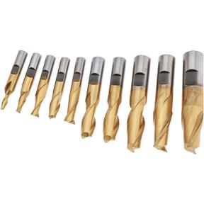 10 pc. 2 Flute TiN End Mill Set