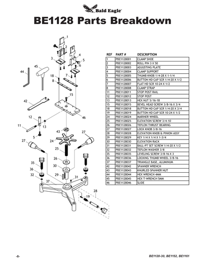 Part Diagram for BE1128