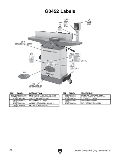Part Diagram for G0452Z