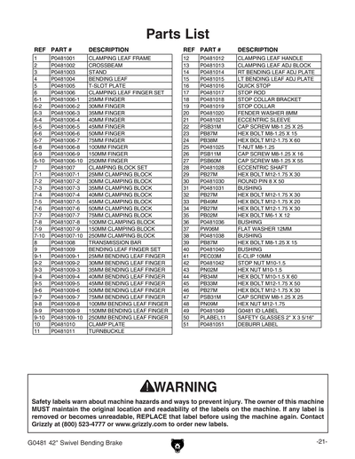 Part Diagram for G0481