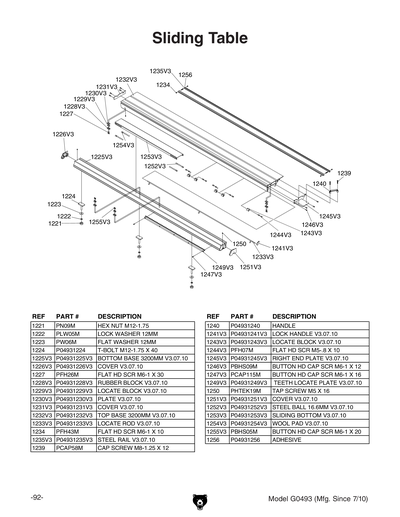 Parts for G0493 14