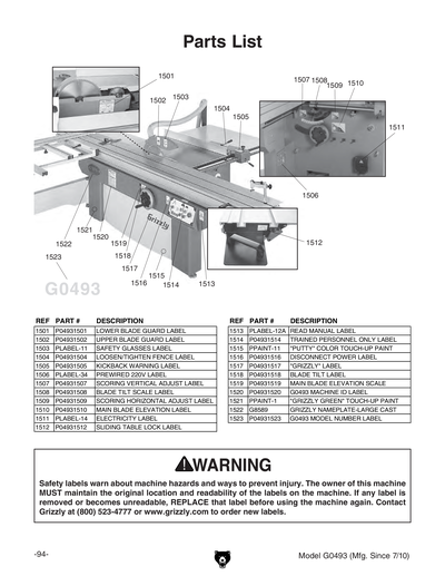 Part Diagram for G0493