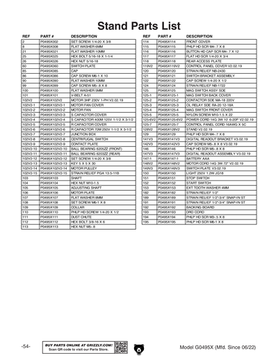Part Diagram for G0495X