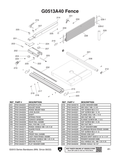 Part Diagram for G0513