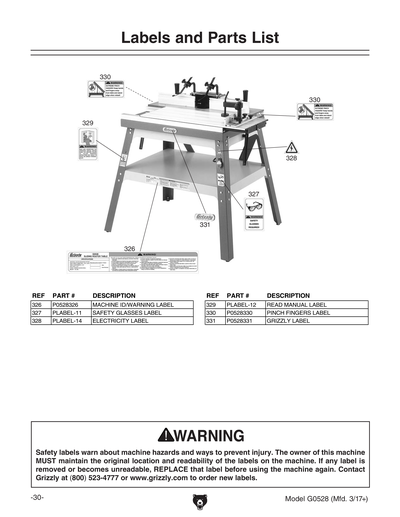 Part Diagram for G0528