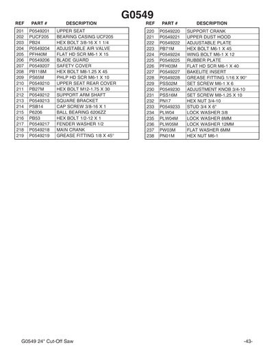Part Diagram for G0549