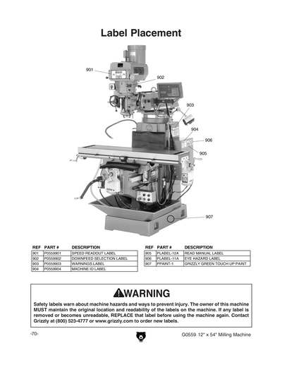 Part Diagram for G0559