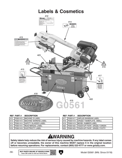 Part Diagram for G0561