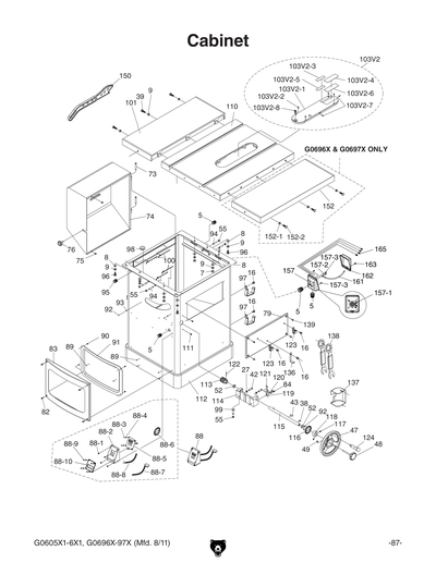 Part Diagram for G0605X1