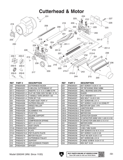 Part Diagram for G0634X