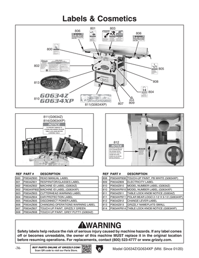 Part Diagram for G0634XP