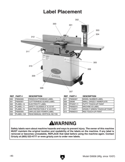 Part Diagram for G0656P