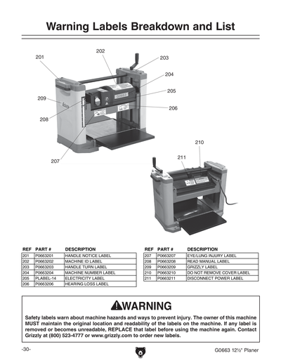 Part Diagram for G0663
