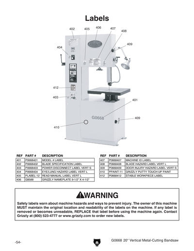 Part Diagram for G0668