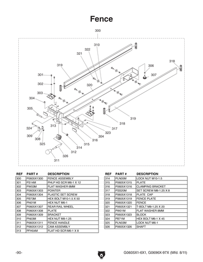 Parts for G0697X 12