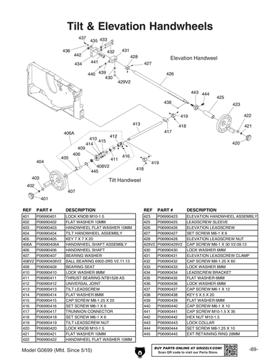 Part Diagram for G0699