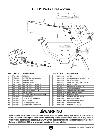 Part Diagram for G0711