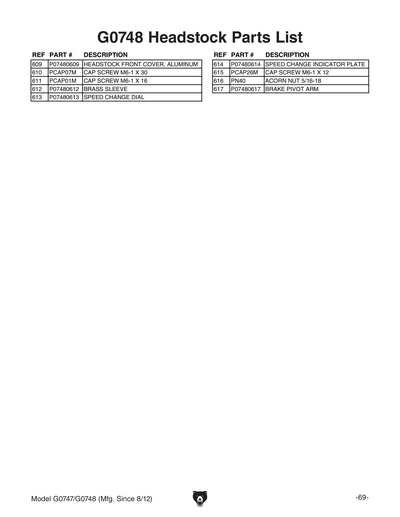 Part Diagram for G0748