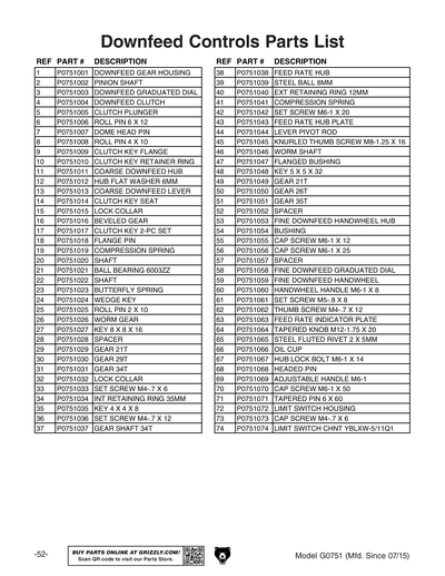 Part Diagram for G0751