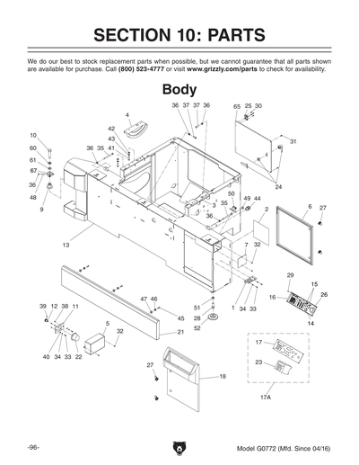 Part Diagram for G0772