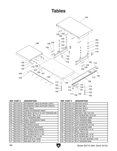 Part Diagram for G0772