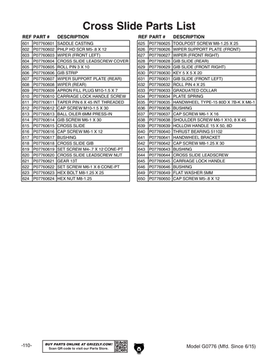 Part Diagram for G0776