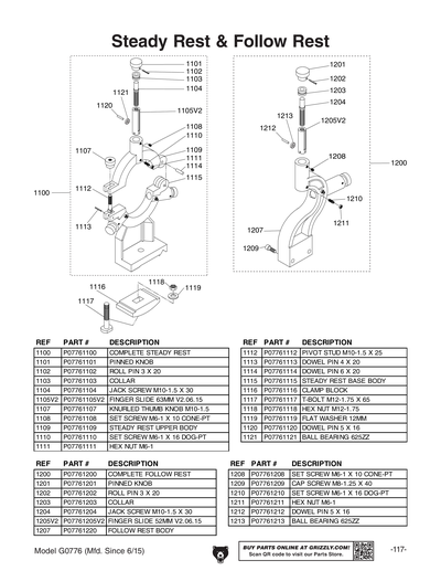 Parts for G0776 13