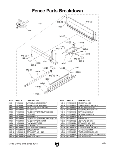 Part Diagram for G0778