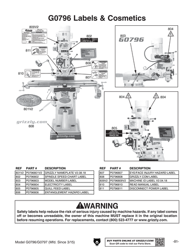 Part Diagram for G0796