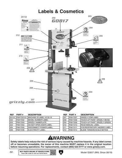 Part Diagram for G0817
