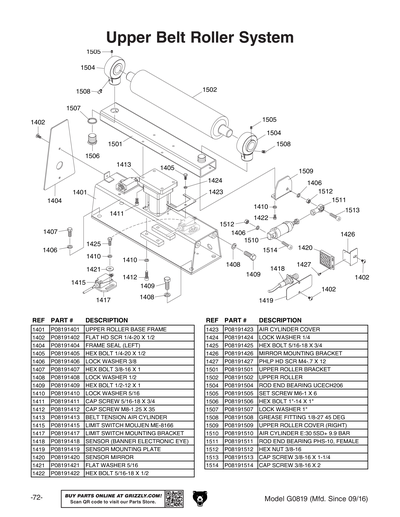 Part Diagram for G0819