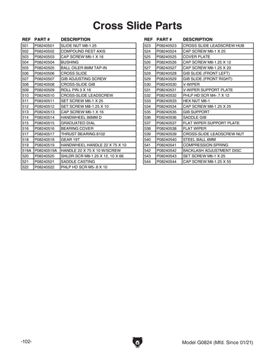 Part Diagram for G0824