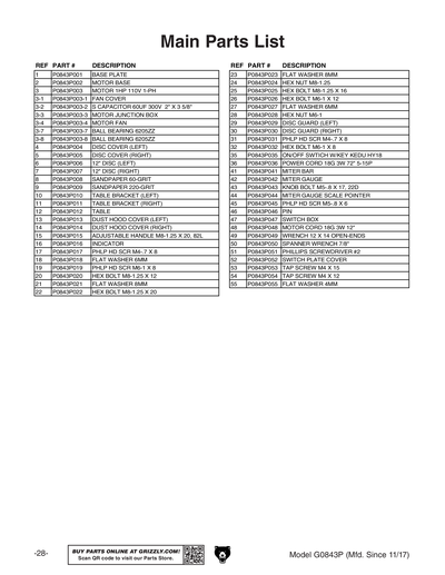 Part Diagram for G0843P