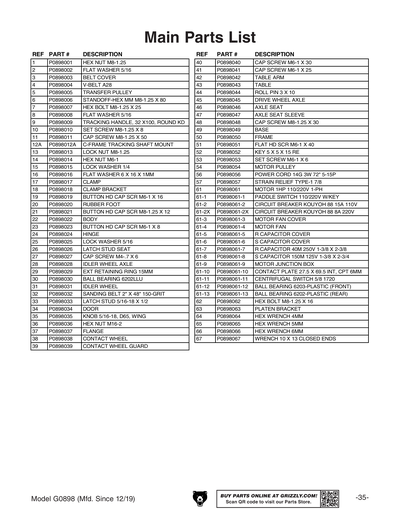 Part Diagram for G0898