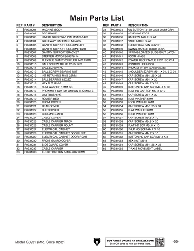 Part Diagram for G0931