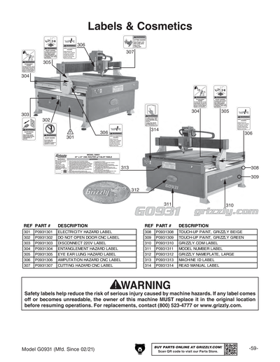 Part Diagram for G0931
