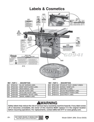 Part Diagram for G0941