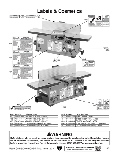 Part Diagram for G0947