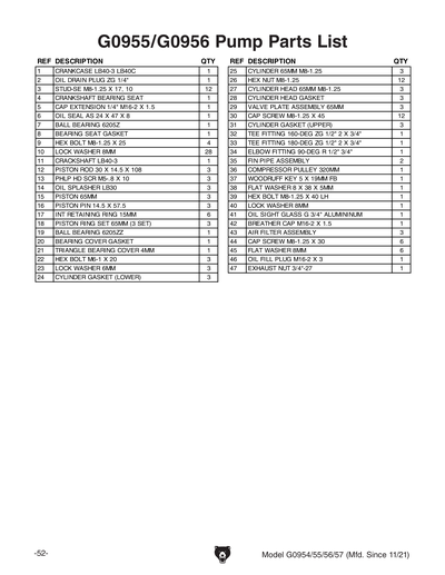 Part Diagram for G0954