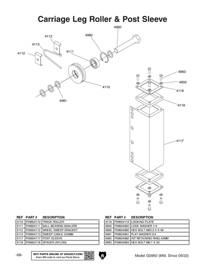 Part Diagram for G0960