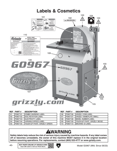 Part Diagram for G0967