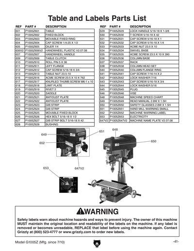 Part Diagram for G1005Z