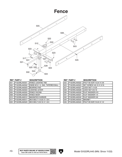 Part Diagram for G1023RLA40
