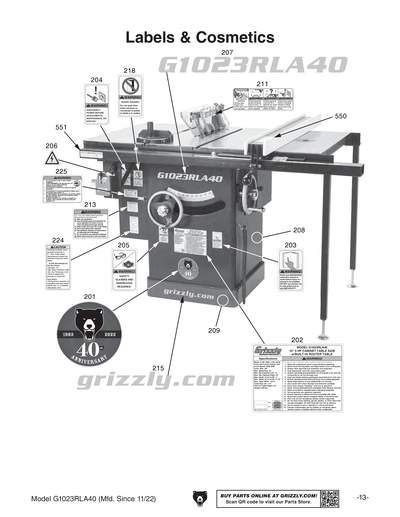 Part Diagram for G1023RLA40
