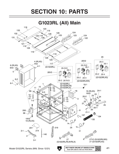 Part Diagram for G1023RLW