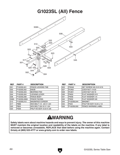 Part Diagram for G1023SL