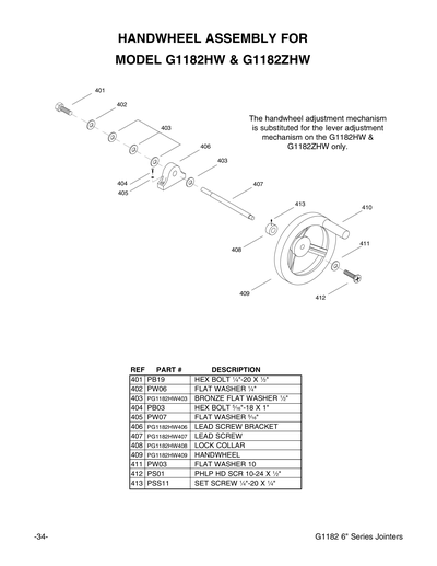 Parts for G1182HW 6