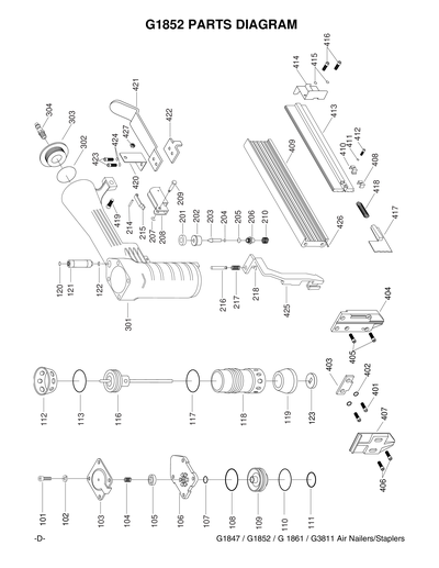 Parts for G1861 Super Brad Nailer - Red - Grizzly Industrial, Inc.