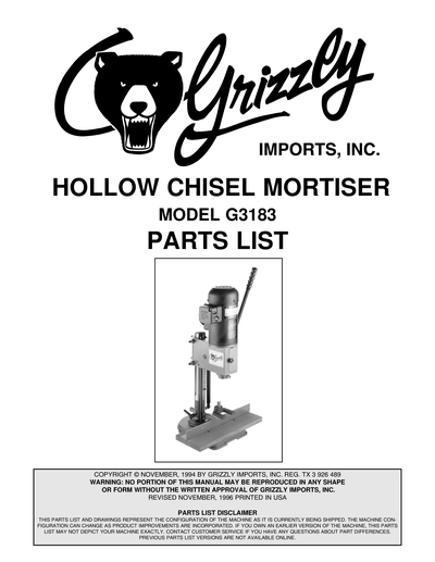 Part Diagram for G3183