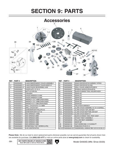 Part Diagram for G4003G